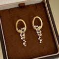 Light Luxury Alloy Oval Rhinestone Tassel Drop Earrings For Women Retro Geometric Ear Jewelry view 2