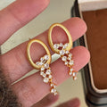 Light Luxury Alloy Oval Rhinestone Tassel Drop Earrings For Women Retro Geometric Ear Jewelry view 3