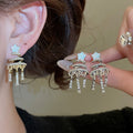 Korean Style Resin Spiral Star Stud Earrings With Rhinestone Inlay Elegant Lightweight Jewelry view 1