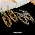 Iron Metal Zircon Oval Hollow Geometric Hook Earrings For Women Minimalist Light Luxury Style view 3
