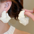 Geometric Yarn Round Hoop Earrings With Silver Posts, Vintage Autumn Winter OL Fashion Jewelry view 3