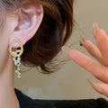 Light Luxury Alloy Oval Rhinestone Tassel Drop Earrings French Vintage Elegant Stud Style view 3