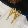Light Luxury Alloy Oval Rhinestone Tassel Drop Earrings French Vintage Elegant Stud Style view 4
