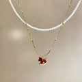 Light Luxury Gold Plated Enamel Horse Faux Pearl Sweater Necklace For Women view 4