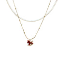 Light Luxury Gold Plated Enamel Horse Faux Pearl Sweater Necklace For Women view 5