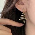 Gold Plated Copper Star Zircon Stud Earrings With Silver Posts, Light Luxury Christmas Jewelry view 2