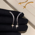 Light Luxury Copper Zircon Star Pendant Stud Drop Earrings With Silver Pins view 1