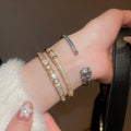 Gold Plated Copper Zircon Leaf Hollow Buckle Bangle For Women Light Luxury Everyday Jewelry view 1