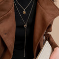 Maillard Retro Round Tiger Eye Stone Pendant Necklace And Earrings Jewelry Set For Women view 4