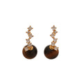 Maillard Retro Round Tiger Eye Stone Pendant Necklace And Earrings Jewelry Set For Women view 5