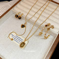 Maillard Retro Round Tiger Eye Stone Pendant Necklace And Earrings Jewelry Set For Women view 3