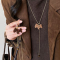 Light Luxury Tiger Eye Stone Horse Sweater Necklace Vintage Zodiac Pony Pendant Choker view 3