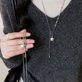 Korean Light Luxury Copper Asymmetric Star Sweater Necklace Minimalist Designer Choker For Women view 3