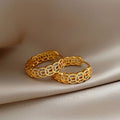 Gold Plated Copper Zircon Round Coin Drop Earrings New Chinese Vintage Light Luxury Style view 3