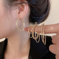Iron Rhinestone Round Hoop Earrings Jewelry Set, Minimalist European Style Daily Commute view 4