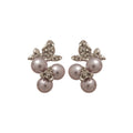 French Vintage Light Luxury Floral Faux Pearl Stud Earrings With Rhinestone Silver Pin For Women view 5