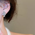 French Vintage Light Luxury Floral Faux Pearl Stud Earrings With Rhinestone Silver Pin For Women view 3