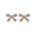 Copper Zircon Bow Stud Earrings Minimalist Light Luxury Elegant Fashion Jewelry view 5