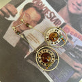 Vintage Ethnic Round Hollow Crystal Stud Earrings Geometric Light Luxury Silver Needle Jewelry view 4