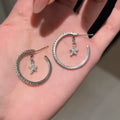 Copper Zircon Round Star Stud Earrings For Women Minimalist Geometric Light Luxury Jewelry view 1