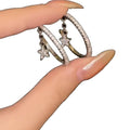 Copper Zircon Round Star Stud Earrings For Women Minimalist Geometric Light Luxury Jewelry view 5