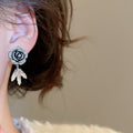 Light Luxury Resin Flower Stud Earrings With Rhinestone Accents And Silver Needle Posts view 4