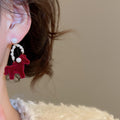 Chic Flocked Horse Faux Pearl Stud Earrings With Silver Pins Vintage Light Luxury Animal Zodiac Jewelry view 3