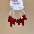 Chic Flocked Horse Faux Pearl Stud Earrings With Silver Pins Vintage Light Luxury Animal Zodiac Jewelry view 4