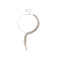 Light Luxury Rhinestone Metal Round Tassel Choker Necklace Elegant Geometric Collarbone Jewelry view 5