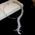 Light Luxury Rhinestone Metal Round Tassel Choker Necklace Elegant Geometric Collarbone Jewelry view 2
