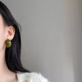 Acrylic C-Shaped Stud Earrings With Silver Pins, Geometric Round Minimalist OL Style view 4