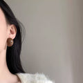 Acrylic C-Shaped Stud Earrings With Silver Pins, Geometric Round Minimalist OL Style view 2