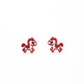 Luxury Red Gold Enamel Hollow Pony Coin Flower Alloy Stud Drop Dangle Women Fashion Earrings view 5