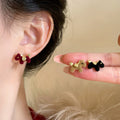 Silver Post Flocked Horse Stud Earrings New Chinese Retro Zodiac Animal Light Luxury Jewelry For Women view 2