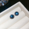 Vintage Copper Round Zircon Stud Earrings With Silver Pins, Light Luxury Geometric Jewelry For Women view 4