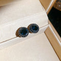 Vintage Copper Round Zircon Stud Earrings With Silver Pins, Light Luxury Geometric Jewelry For Women view 2