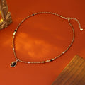 Gold Plated Copper Tiger Eye Beaded Necklace, Vintage Light Luxury Round Geometric Choker For Women view 2