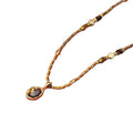 Gold Plated Copper Tiger Eye Beaded Necklace, Vintage Light Luxury Round Geometric Choker For Women view 5