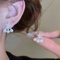 Korean Style Star Zircon Faux Pearl Stud Earrings Vintage Light Luxury Women's Jewelry view 1