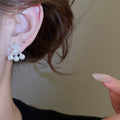 Korean Style Star Zircon Faux Pearl Stud Earrings Vintage Light Luxury Women's Jewelry view 3