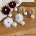 Elegant Faux Pearl Zircon Pom Ball Stud Earrings With Gold Plated Silver Pins view 2