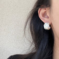 Minimalist Copper C-Shaped Stud Earrings With Cross Texture, Geometric Round Light Luxury Style view 4
