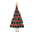 Alloy Rhinestone Christmas Tree Brooch For Holiday Apparel Decoration – White view 2