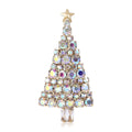 Alloy Rhinestone Christmas Tree Brooch For Holiday Apparel Decoration – White view 3