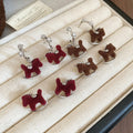Zircon Horse Pendant Drop Earrings With Silver Pin Flocked Retro New Chinese Light Luxury Style view 3