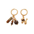 Gold Plated Tiger Eye Stone Puppy Tassel Drop Earrings, Maillard Style Round Geometric Women's Jewelry view 5