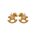 Gold Plated Copper Zircon Horse Stud Earrings With Silver Posts, Light Luxury Zodiac Jewelry For Women view 5