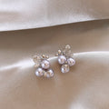Light Luxury Vintage Floral Faux Pearl Rhinestone Stud Earrings With Silver Pins For Women view 3
