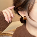 Vintage Maillard Style Resin Round Geometric Stud Earrings With Silver Needle For Women view 4
