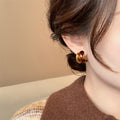 Vintage Maillard Style Resin Round Geometric Stud Earrings With Silver Needle For Women view 3